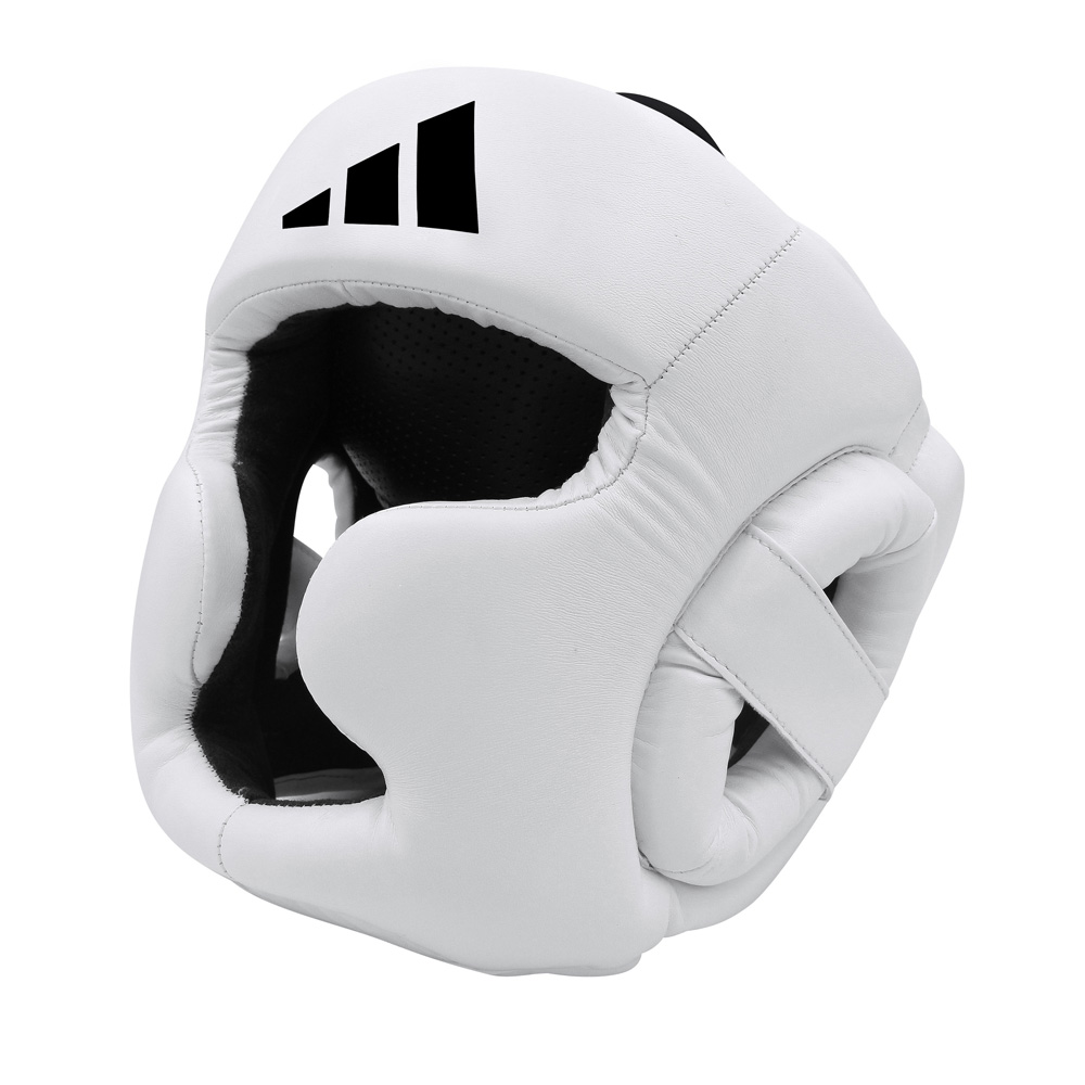 SPEED HEADGUARD WITH CHIN PROT -WHITE/BLACK